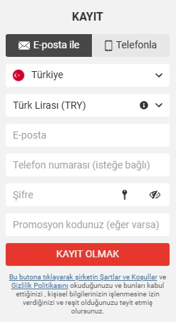 Megapari Üyelik Kaydı