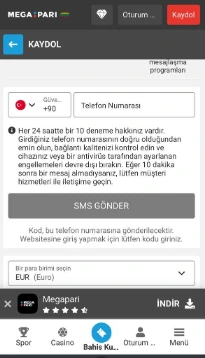 Megapari Android Cihazlar için Uygulama