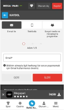 Megapari Mobil Web Sitesi Görünümü