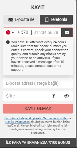 Megapari Türkiye Mobil Site Sürümü Girişi'nin Görüntüsü
